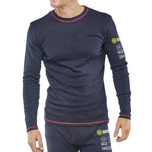 Beeswift ARC Compliant Long Sleeve T-Shirt Flame Retardant Navy Small CARC22S