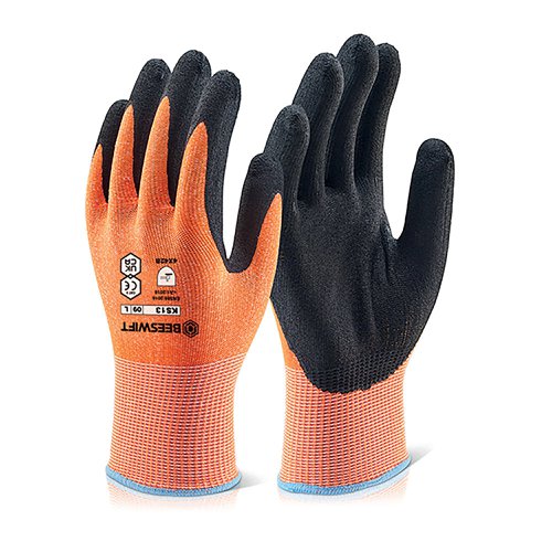 Beeswift Kutstop Microfoam Nitrile Gloves Cut Level 3 Amber L