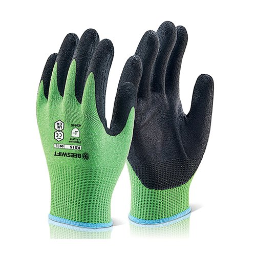 Beeswift Kutstop Microfoam Nitrile Gloves Cut Level 5 Green 2XL