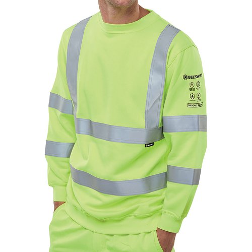 Beeswift ARC Compliant High Visibility Sweatshirt Saturn Yellow XL CARC8SYXL | Beeswift