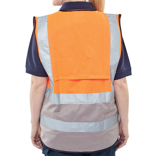 Beeswift High Visibility Two Tone Executive Waistcoat Orange/Grey M HVWCTTORGYM