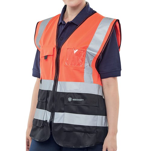 Beeswift High Visibility Two Tone Executive Waistcoat Red/Black M HVWCTTREBLM | Beeswift