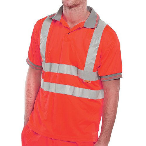 Beeswift High Visibility Short Sleeve Polo Shirt Red S