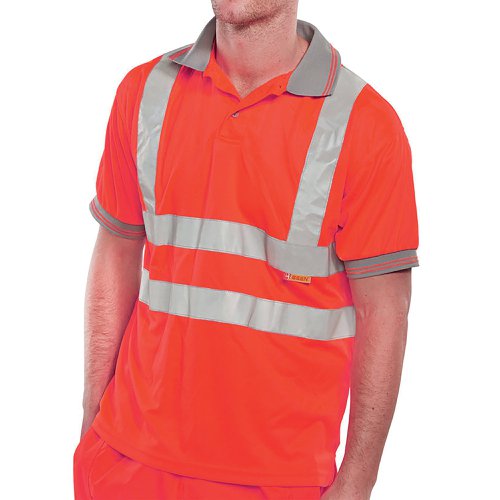 Beeswift High Visibility Short Sleeve Polo Shirt Red L