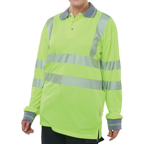 Beeswift High Visibility Executive Long Sleeve Polo Shirt Saturn Yellow XL