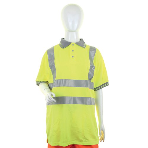 Beeswift Ladies High Visibility Short Sleeve Polo Shirt Saturn Yellow L LPK20SYL | Beeswift