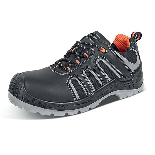 Beeswift Non Metallic S3 Lace Up Water Resistant Trainer 1 Pair Black/Orange 04