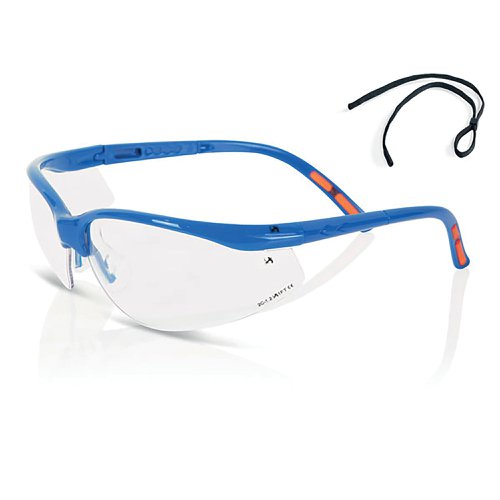 Beeswift Adjustable Safety Spectacles Clear/Blue Frame ZZ0010 | Beeswift