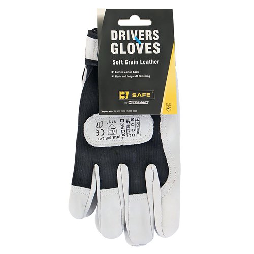 Beeswift Drivers Gloves 1 Pair Soft Grain Leather Black XL