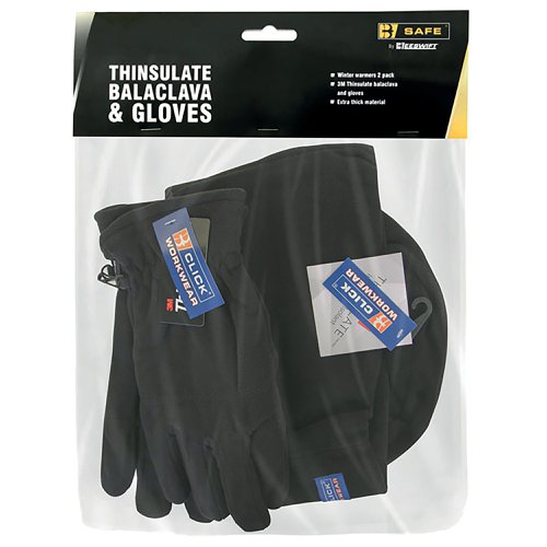 Beeswift Thinsulate Balaclava and Gloves Set Black One Size BS205