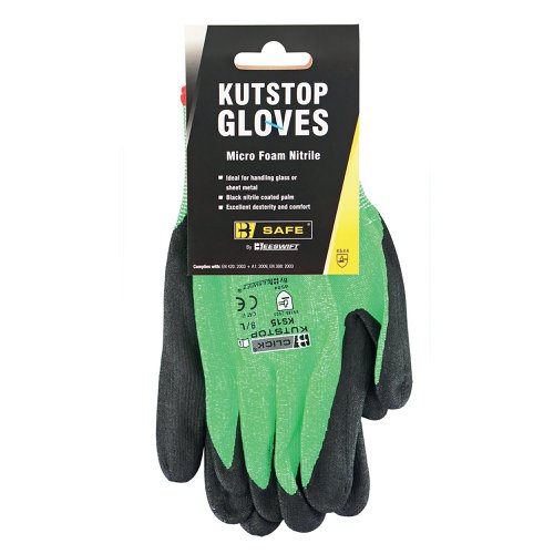 Beeswift Kutstop Micro Foam Nitrile Gloves 1Pr Green Large BS050L