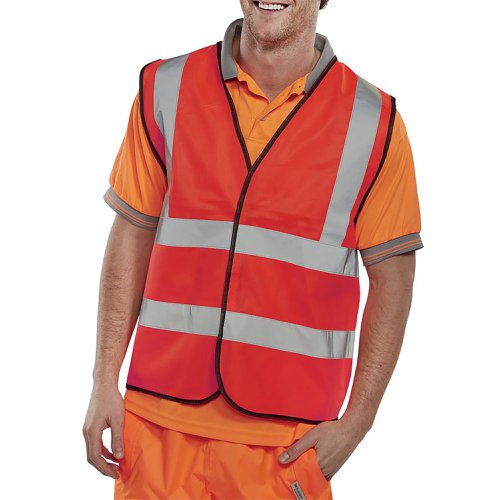 Beeswift High Visibility Waistcoat Full App G Red M WCENGREM