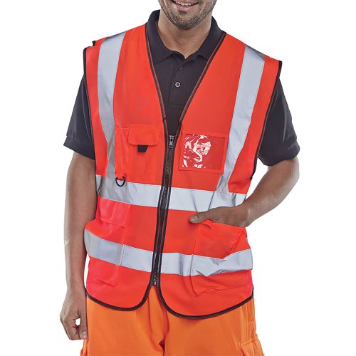 Beeswift Executive High Visibility Waistcoat Red M WCENGEXECREM