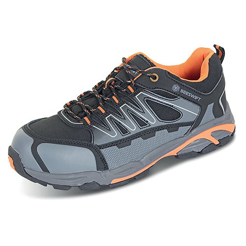 Beeswift S3 Composite Water Resistant Lace Up Trainers 1Pr Black/Orange 4 CF2904