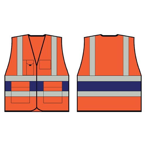 Beeswift High Visibility Executive Vest Orange/Navy Blue 2XL