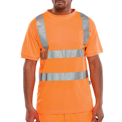 Beeswift Crew Neck High Visibility T-Shirt Orange S BSCNTSENORS | Beeswift