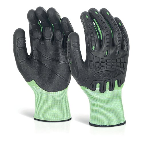 Beeswift Cut Resistant Fully Coated Impact Gloves 1 Pair Green S