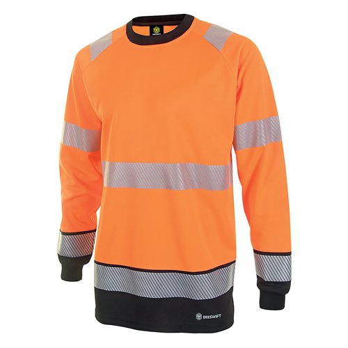 Beeswift High Visibility Two Tone Long Sleeve T-Shirt Orange/Black 3XL HVTT005ORBL3XL