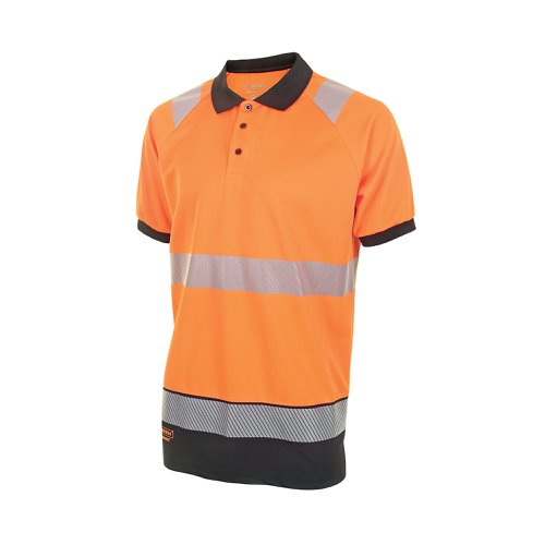 Beeswift High Visibility Two Tone Short Sleeve Polo Shirt Orange/Black Large HVTT010ORBLL