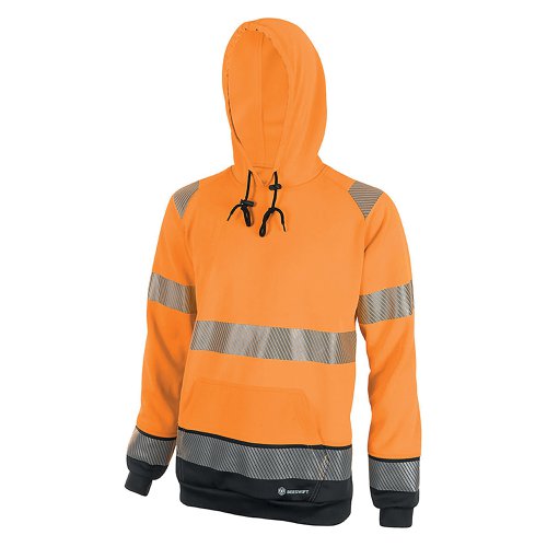 Beeswift High Visibility Two Tone Hooded Sweatshirt Orange/Black 4XL HVTT025ORBL4XL | Beeswift