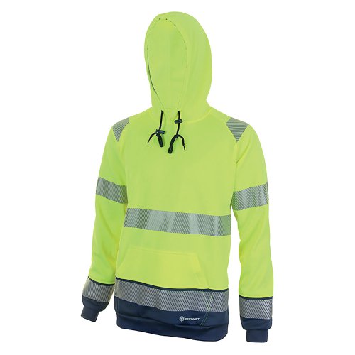 Beeswift High Visibility Two Tone Hooded Sweatshirt Saturn Yellow/Navy Blue 4XL HVTT025SYN4XL | Beeswift