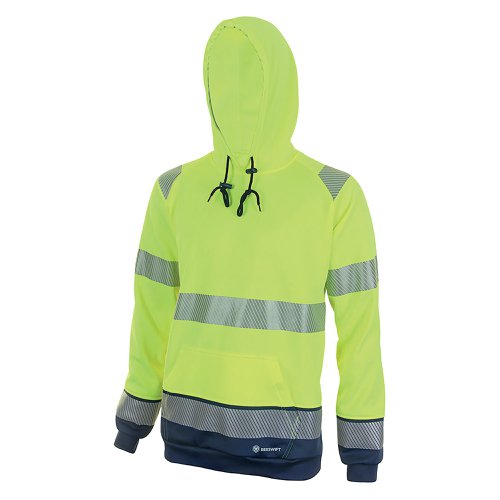 Beeswift High Visibility Two Tone Hooded Sweatshirt Saturn Yellow/Navy Blue L HVTT025SYNL