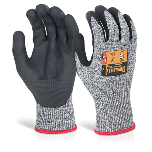 Beeswift Glovezilla Nitrile Palm Coated Gloves 1Pr Grey Large GZ01GYL