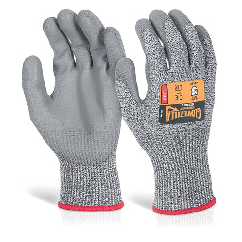 Beeswift Glovezilla PU Palm Coated Gloves 1Pr Grey XL GZ03GYXL