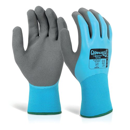 Beeswift Glovezilla LatexF/C Water Resistant Gloves (Pack of 10) Blue L GZ102BL