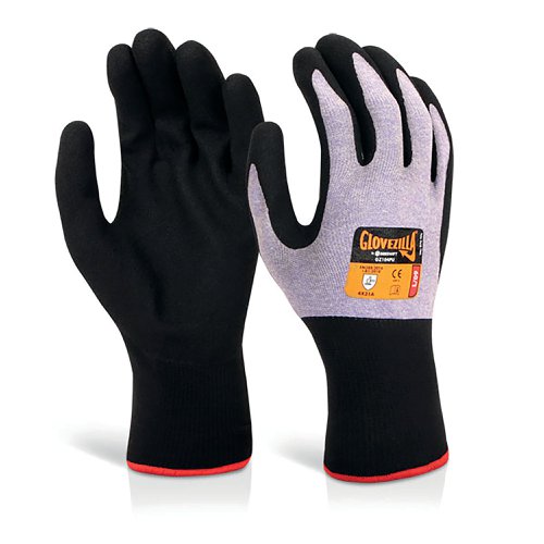 Beeswift Glovezilla Nitrile Foam Nylon Gloves (Pack of 10) Purple L GZ104PUL