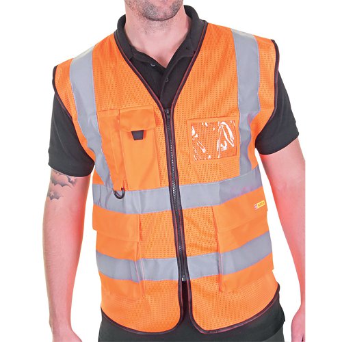 Beeswift Executive Mesh Waistcoat Orange 5XL HVMWEXECOR5xL | Beeswift