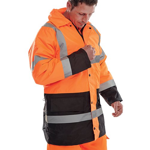 Beeswift Fleece Lined High Visibility Traffic Jacket Orange/Black 2XL CTJFLTTORBL2XL