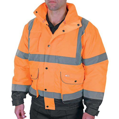 Beeswift Two Tone High Visibility Constructor Bomber Jacket Orange/Navy Blue S CBJTTORNS