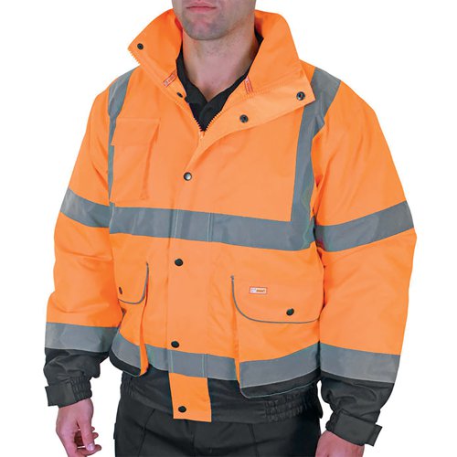 Beeswift Two Tone High Visibility Constructor Bomber Jacket Orange/Navy Blue 4XL CBJTTORN4XL