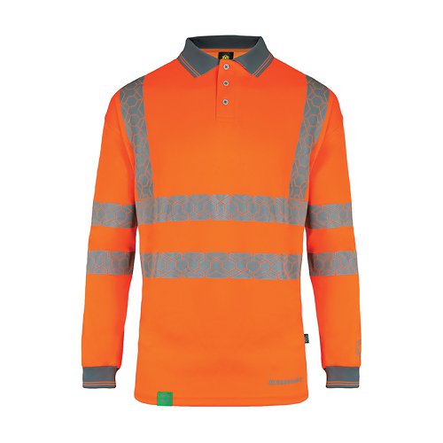 Beeswift Envirowear High Visibility Long Sleeve Polo Shirt Orange 3XL EWCPKLSOR3XL | Beeswift