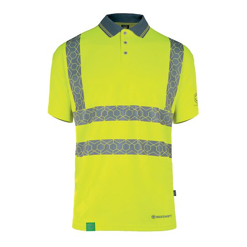 Beeswift Envirowear High Visibility Short Sleeve Polo Shirt Saturn Yellow S