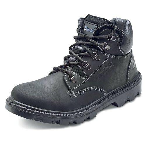 Beeswift Sherpa Dual Density PU Rubber S3 Leather Upper Mid Cut Boots 1Pr Black 8 SCBBL08