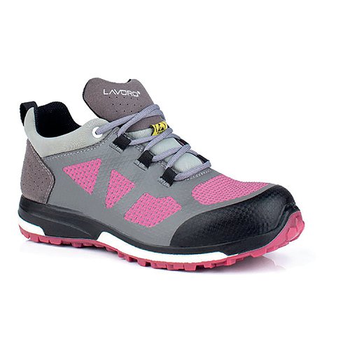 Beeswift Leia Ladies Anti-Static Non-Metallic Lace up Shoe 1Pr Grey/Pink 3 LAV121503