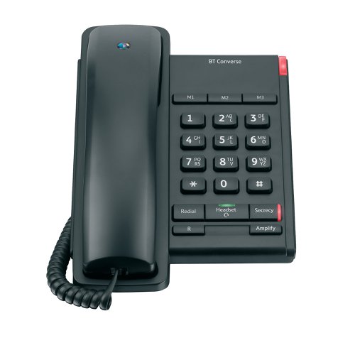 BT30435 | Providing you with a stylish and practical solution for telecommunications, this is the ideal product for every home and office. Hearing aid and headset compatible, the telephone features last number redial, secrecy and mute buttons, ringer volume control and 3 ring tones. There is also a useful memory function that allows you to store 3 numbers under 3 separate one-touch buttons.