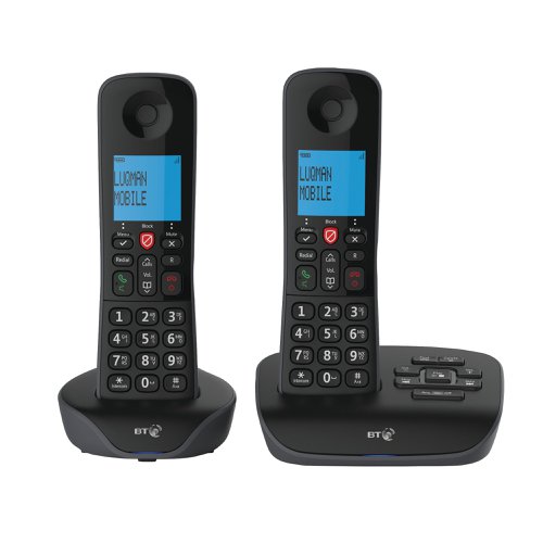 BT Essential Cordless Phone With Answer Phone And Nuisance Call Blocking Twin Black 90658