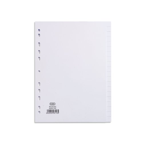 Elba 20-Part Divider 160gsm Multipunched A4 White 400007500