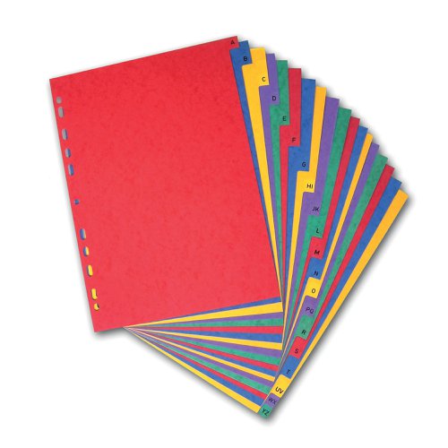 Elba A-Z Pressboard Index Heavyweight A4 Bright Multi 400007514 Printed File Dividers BX06161