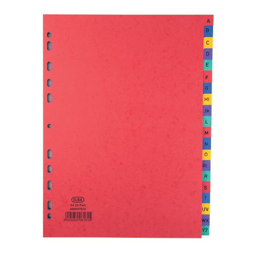 Elba A-Z Pressboard Index Heavyweight A4 Bright Multi 400007514 Printed File Dividers BX06161