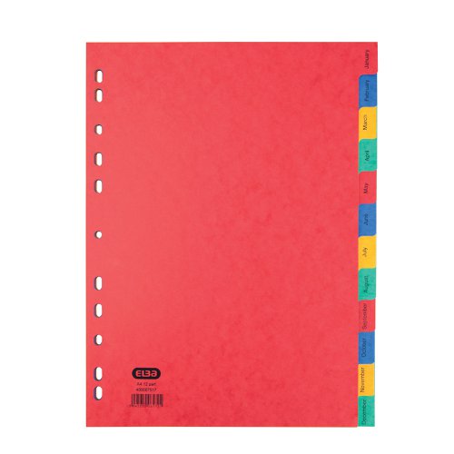 Elba January - December Pressboard Index A4 400007517 Printed File Dividers BX06172