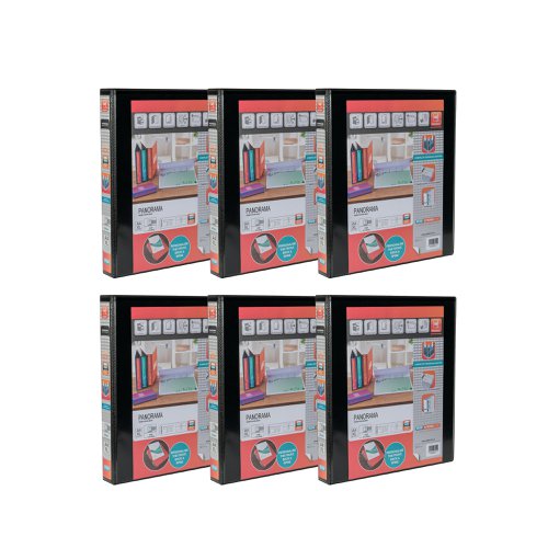 Elba Panorama 25mm 4 D-Ring Presentation Binder A4 Black (6 Pack) 400008414 Presentation Ring Binders BX06521