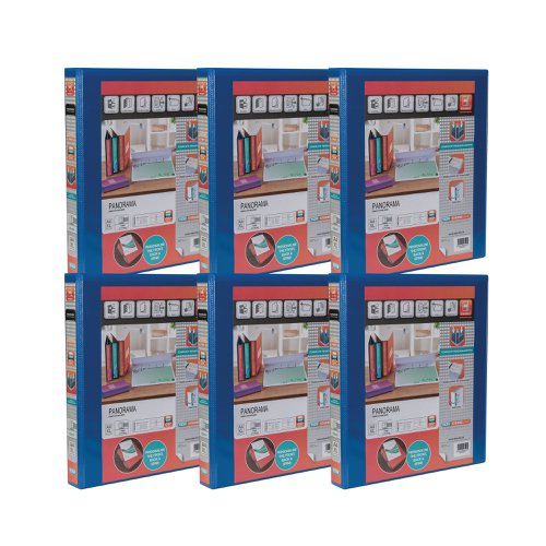 Elba Panorama 25mm 4 D-Ring Presentation Binder A4 Blue (6 Pack) 400008415 Presentation Ring Binders BX06527