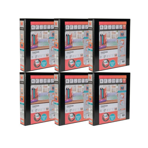 Elba Panorama 40mm 4 D-Ring Pres Binder A4 Blk (Pack of 6) 400008417 Presentation Ring Binders BX06536