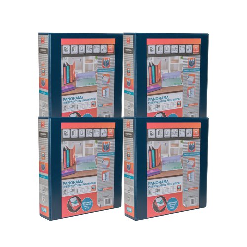 Elba Panorama 50mm 4 D-Ring Presentation Binder A4 Blue (Pack of 4) 400008431 Presentation Ring Binders BX06548