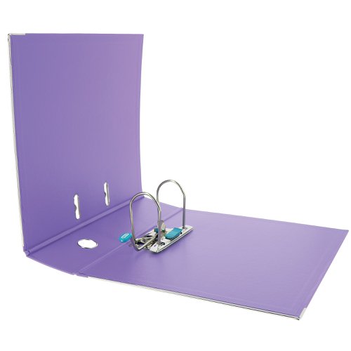 This Elba premium quality plastic A4 file contains a standard lever arch mechanism with a 70mm capacity. The file features a clear slip pocket on the inside front cover for loose sheets and a front cover lock to keep the file securely closed. The file also features durable metal shoes and a thumb hole for easy retrieval from a shelf. This pack contains 1 purple A4 lever arch file.