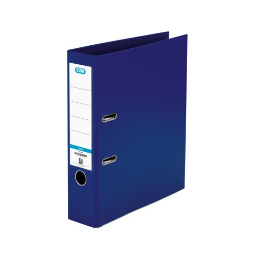 This Elba premium quality plastic A4 file contains a standard lever arch mechanism with a 70mm capacity. The file features a clear slip pocket on the inside front cover for loose sheets and a front cover lock to keep the file securely closed. The file also features durable metal shoes and a thumb hole for easy retrieval from a shelf. This pack contains 1 blue A4 lever arch file.